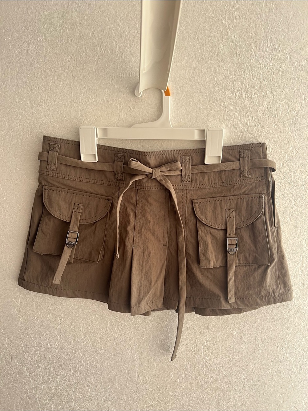NWT Mango Utility Mini Skirt with Cargo Pockets in Khaki